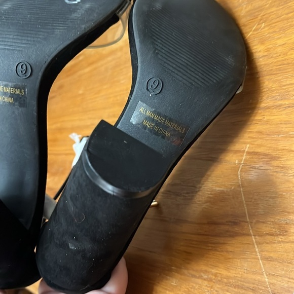 Wild Diva Black High Heel Sandals Clear Toe Tie Ankle Size 9 - Picture 5 of 5